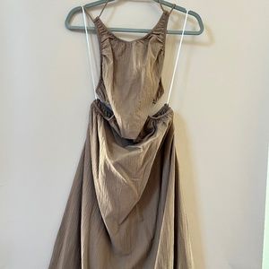 H&M Gathered Cut out Dress - Brown/Tan - Small